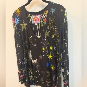 Johnny Was Multicolor Celestial Long Sleeve Top